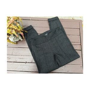 Lord & Taylor Kelly Pull On Black Stretch Trousers Silver Metallic Flat Front 14